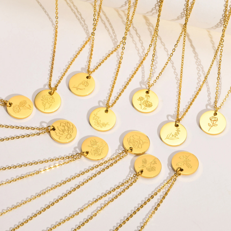 Colar de aço titânio com irreg - Birth Flower Necklace avaliação e preço