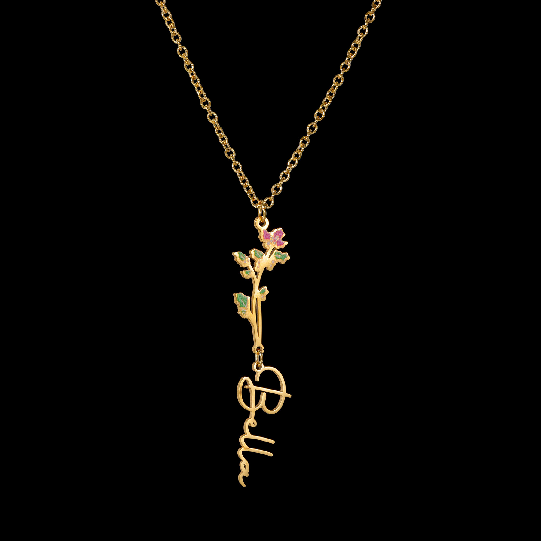 Acheerup colar com nome person - Birth Flower Necklace avaliação e preço